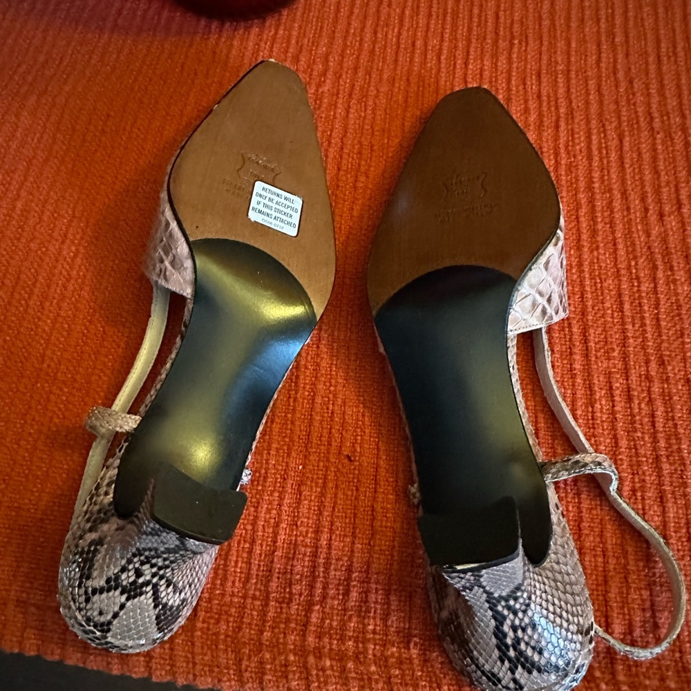 Stuart Weitzman powdery pink and black snake skin Slingback Heels Size 10 B - Picture 7 of 7